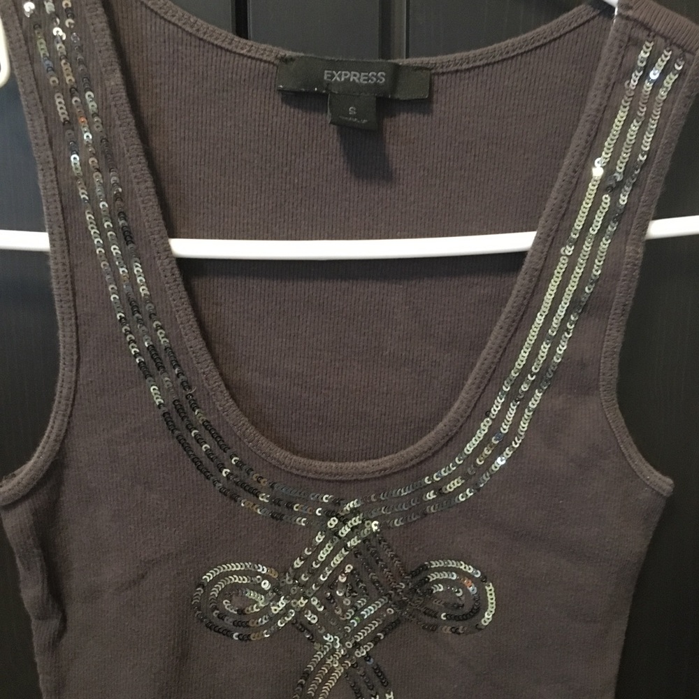 EXPRESS Sequin Tank Top Dark Gray Sz Small